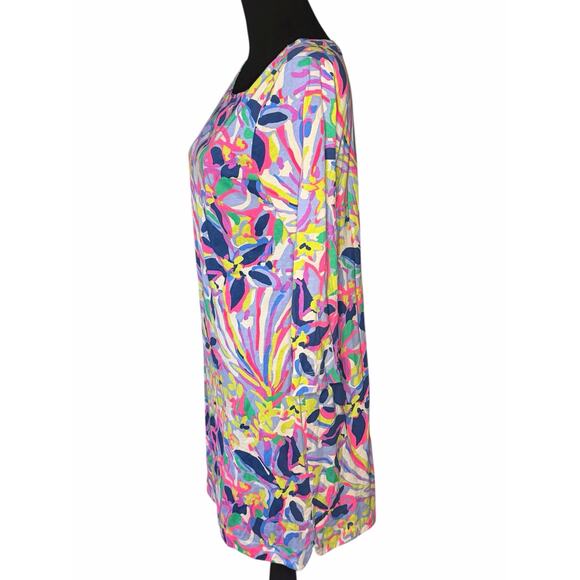 Lilly Pulitzer 3/4 Sleeve Dress Medium Pink Blue White Purple - Picture 4 of 5
